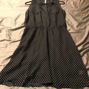 Black and white polka dot dress.